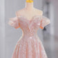 Pink Sparkling Elegant Long Tulle Ball Gown Evening Dress nv4227