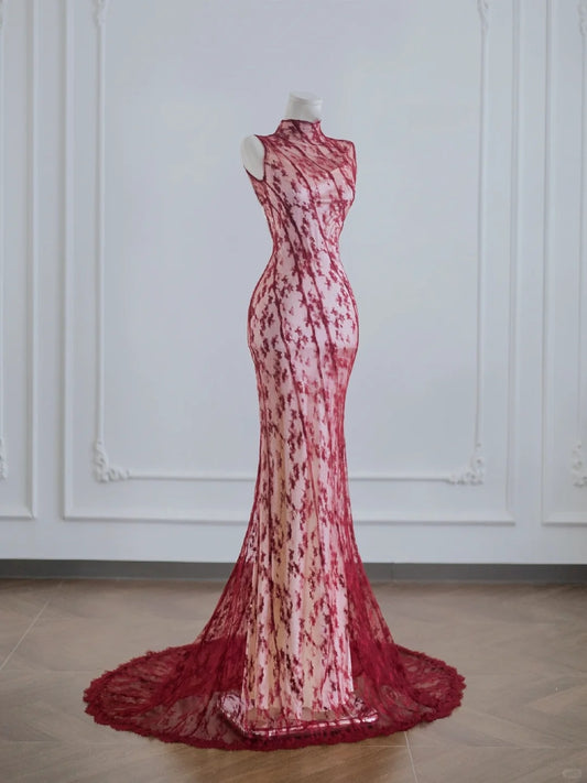 Red Sexy Elegant Long Chiffon Backless Prom Dress Evening Dress Party Dress nv4952