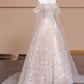 A luxurious, sweet, fairy-like, long, tulle, beaded ball gown in cherry blossom pink. nv5075