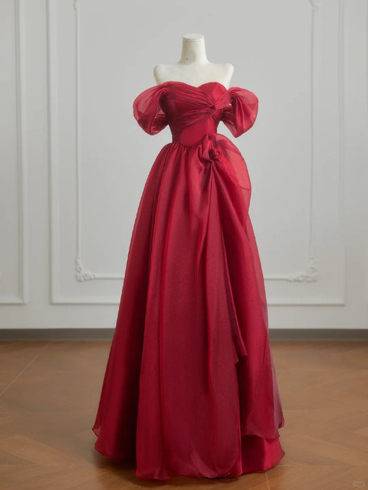 Red Elegant Long Tulle Prom Dress Evening Dress nv4953