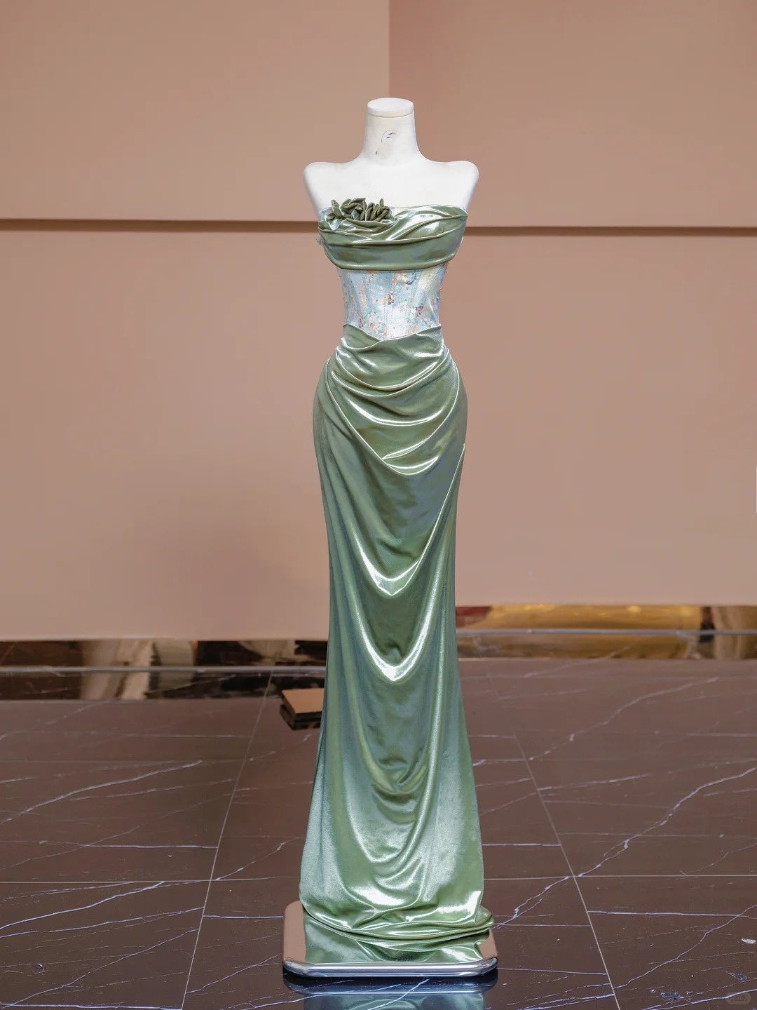 Green Fashion Elegant Floral Mermaid Slim Fit Long Floor Length Ball Gown Evening Gown Party Dress nv4189