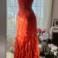Vintage Evening Dresses, Orange Mermaid Sleeveless Long Party Gowns nv4330
