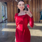 Red Fashion Bodycon Long Sleeves Long Party Dress Prom Dress nv1906