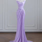 Purple Elegant Long Satin Floor Length Trailing Fairy Prom Dress Evening Dress nv4959