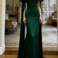 Robe longue vert émeraude à épaules dénudées et nœud papillon - Corset ceinture et traîne sirène - Robe de soirée/tapis rouge/bal à thème NV6823