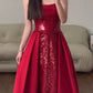 Burgundy Shiny Elegant Long Satin Floor Length Ball Gown Evening Dress Party Dress nv4188