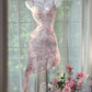 Sweet Floral Lace Dress, Sleeveless Spaghetti Strap Party Dress  NV6885