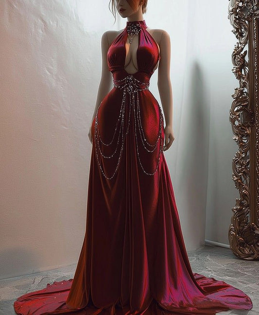 Robe longue rouge sexy NV6681