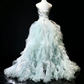 Mint Green Strapless 2-in-1 Princess Ball Gown Corset 3D Floral Beaded Ruffle Tulle Long Train Evening Gown  NV7002