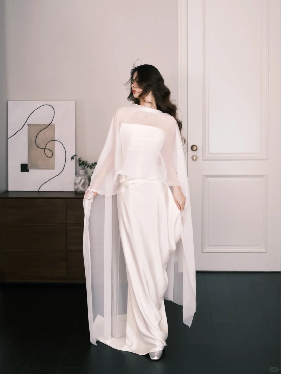 Simple Strapless Satin Mermaid Bridal Gown with Chiffon Sash  NV7308