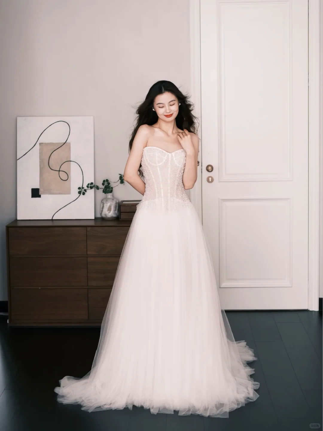 Tulle A Line Wedding Dress Sweetheart Strapless Beaded Boned Bodice Bridal Gown  NV7239