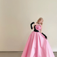 Black Pink Strapless Satin Ball Gown 3D Rose Prom Dress  NV7174
