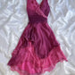 Pink Purple Fashion Gradient Ruffles Spaghetti Straps Short chiffon Mid-Length Homecoming Dress Prom Dress Birthday Party Dress Evening Dress nv3882