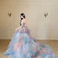 Strapless Watercolor Ombre 3D Petal Ball Gown Prom Dress  NV7413