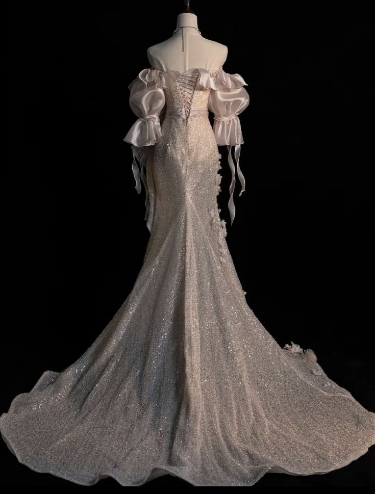 Pink Fashion Elegant Delicate Lace Floral Long Sequined Tulle Fishtail Skirt Floor Length Evening Dress Ball Gown Party Dress Prom Dress nv3761