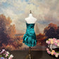 Blue Elegant Retro Fashion Exquisite Gemstone Beaded Short Satin Ball Gown Evening Gown Prom Dress nv4082
