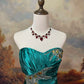 Blue Elegant Retro Fashion Exquisite Gemstone Beaded Short Satin Ball Gown Evening Gown Prom Dress nv4082
