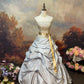 Sky blue grey exquisite beaded satin floor-length vintage long ball gown nv5150