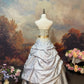 Sky blue grey exquisite beaded satin floor-length vintage long ball gown nv5150