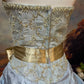Sky blue grey exquisite beaded satin floor-length vintage long ball gown nv5150