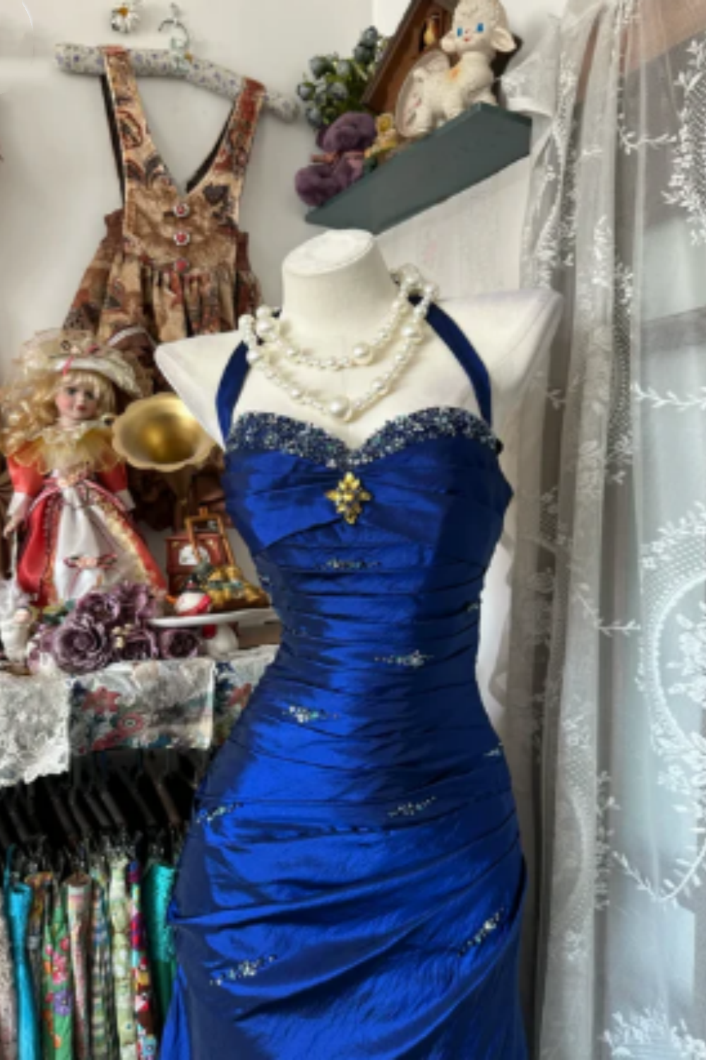 Robe longue en satin rétro élégante NV6656