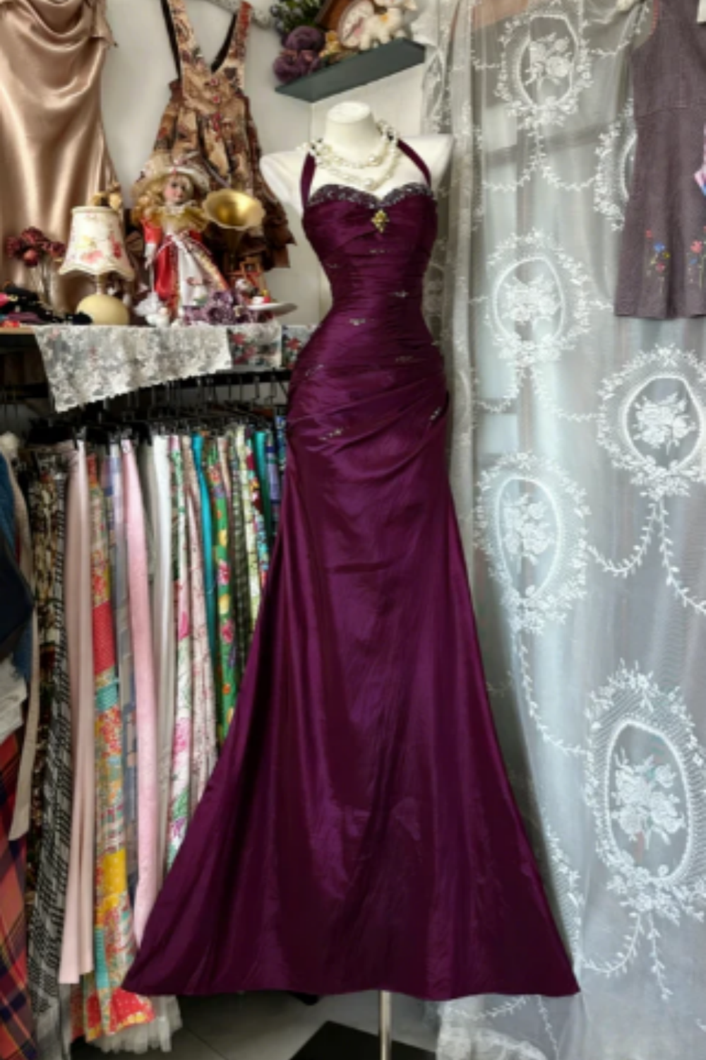 Robe longue en satin rétro élégante NV6656
