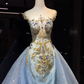 Light Blue Detachable Overskirt Rhinestone Mermaid Evening Gown  NV7092