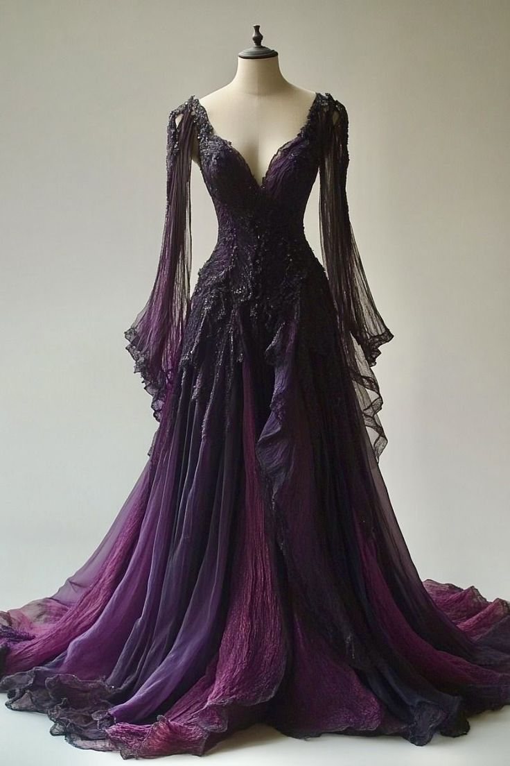 Robe de bal longue en tulle violet dégradé ornée de perles NiceVestidos NV6122