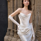Ivory Strapless Cowl Neck Satin Mermaid Wedding Gown  NV7196