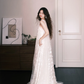 Cross Halter White Sequin Tulle Prom Dress, Sparkly Flowy Long Evening Gown  NV7307