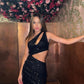 Black shiny sexy sequins impressive short mini party dress ballroom dress to impress nv2584