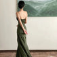Green Satin Mermaid Long Sweetheart Evening Gown Prom Dress Party Dress nv1775