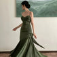 Green Satin Mermaid Long Sweetheart Evening Gown Prom Dress Party Dress nv1775