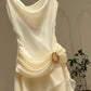 Ivory White Vintage Spaghetti Strap Long Chiffon Ball Gown Evening Dress Party Dress nv4161