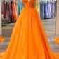 Elegant Orange Halter Neck A-Line Long Ball Gown Evening Dress nv1873