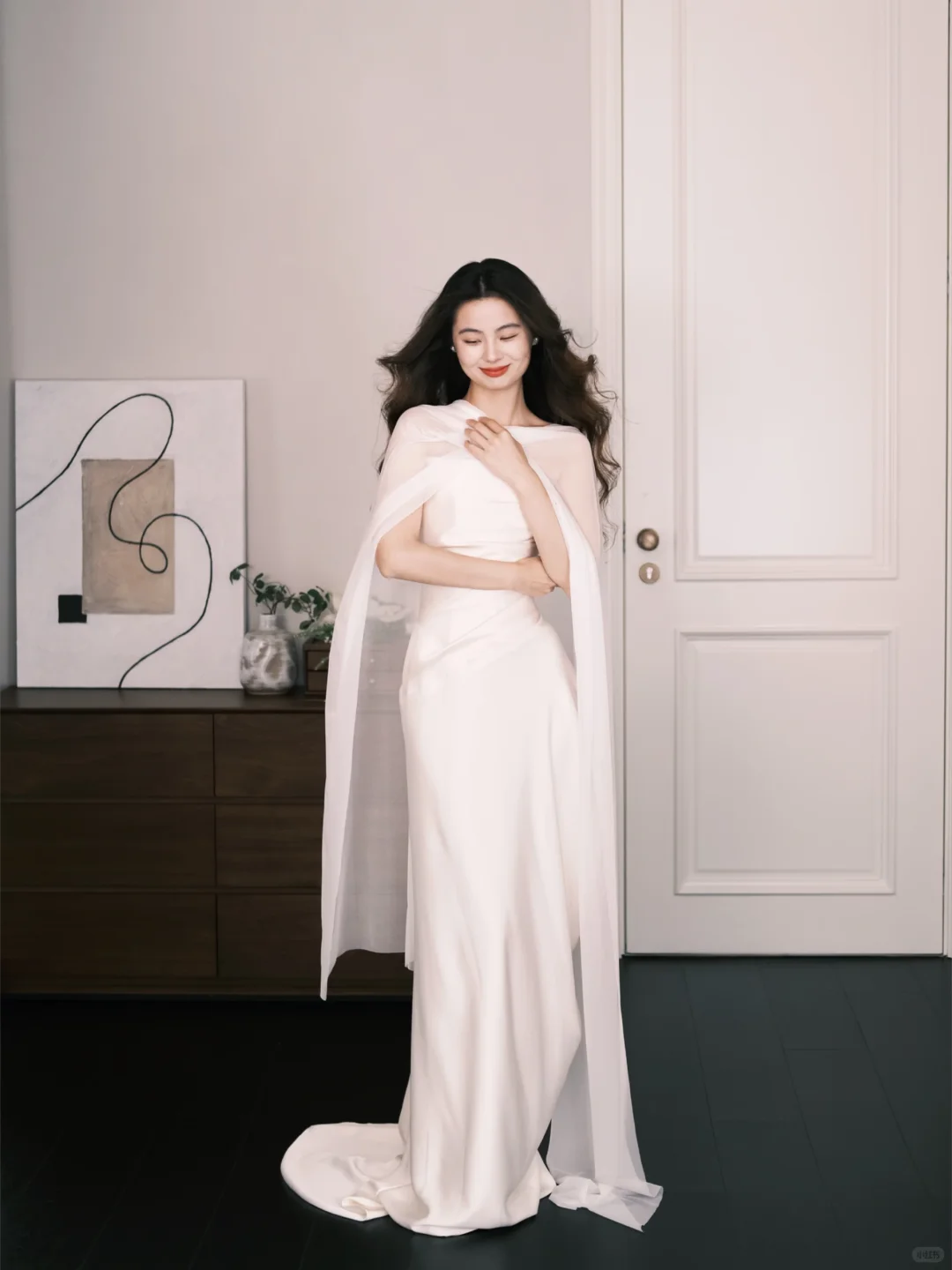 Simple Strapless Satin Mermaid Bridal Gown with Chiffon Sash  NV7308