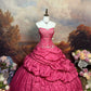 Pink Vintage Beaded Long Satin Ball Gown nv5146