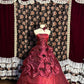 Red Gorgeous Sparkly Delicate Floral Appliqué Long Tulle Floor Length Ball Gown Evening Gown nv4017