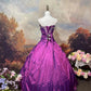 Purple Vintage Fashion Elegant Floral Exquisite Beading Long Satin Floor Length Ball Gown Evening Dress nv4064