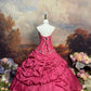 Pink Vintage Beaded Long Satin Ball Gown nv5146