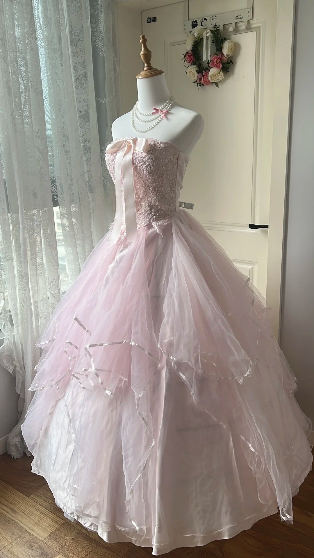 Robe de bal longue rose NV6593