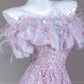 Purple Sparkling Beaded Feather Long Prom Dress nv4968