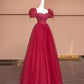 Red Vintage Exquisite Beaded Long Tulle Prom Dress Evening Dress Party Dress Ball gown nv4729