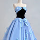 Blue bow long satin ball gown evening dress Quinceanera Dresses nv4942