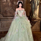 Robe de bal longue en tulle vert, somptueuse et délicate à motifs floraux NV6642