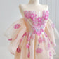 Pink and purple floral tulle ball gown nv5048