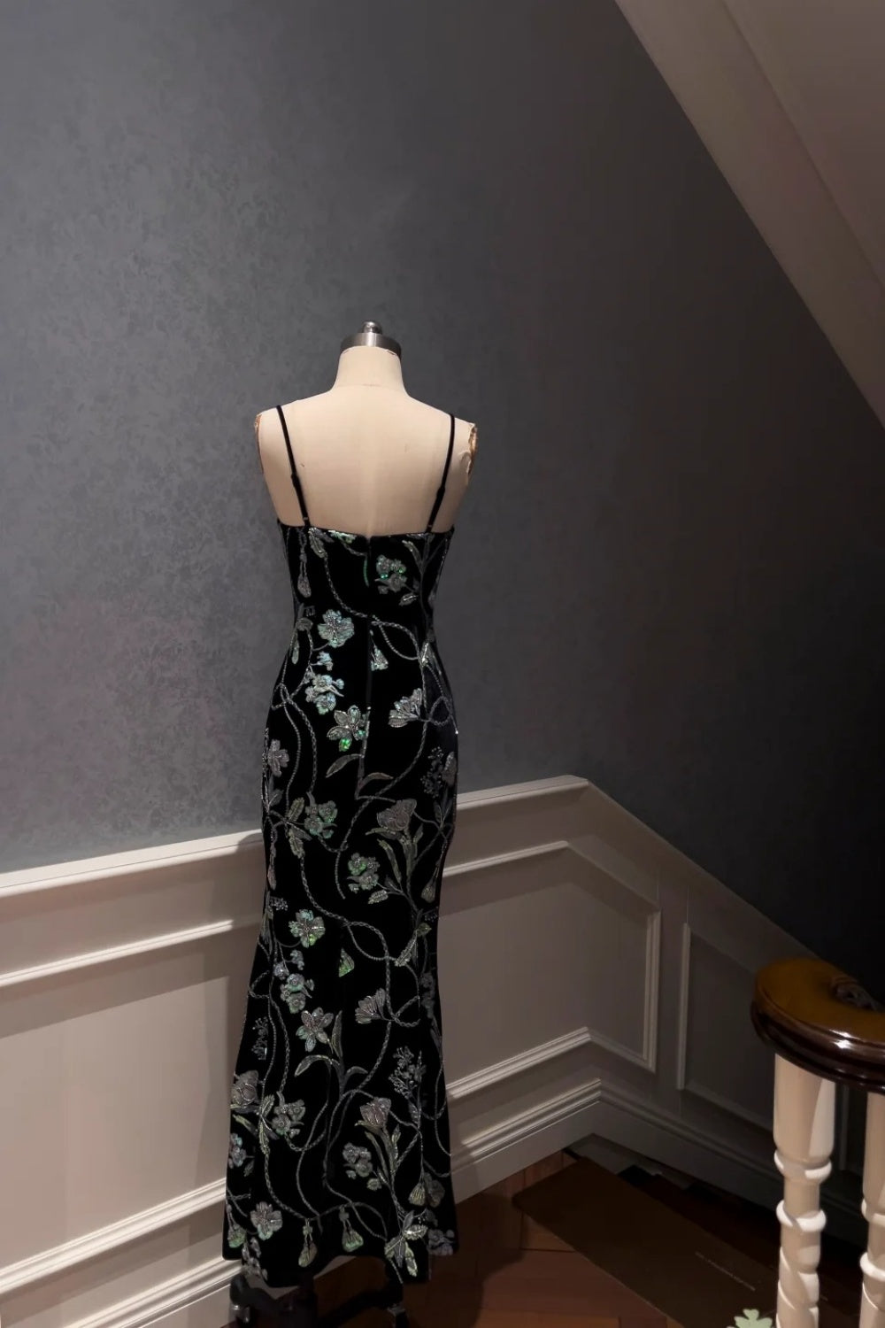 NiceVestidos-_NV Black Floral Long Formal Dress NV5937