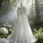 Robe de soirée longue blanche rétro, robe de mariée style forêt, robe de mariée simple NV6812
