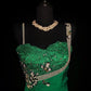 Green Vintage Fashion Elegant Exquisite Beaded Lace Long Satin Floor Length Trailing Ball Gown Evening Gown Party Dress nv3860