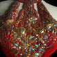 Red Gorgeous Vintage Exquisite Gem Beaded Halter Long Mermaid Slim Floor Length Satin Ball Gown Evening Gown Party Dress nv3946